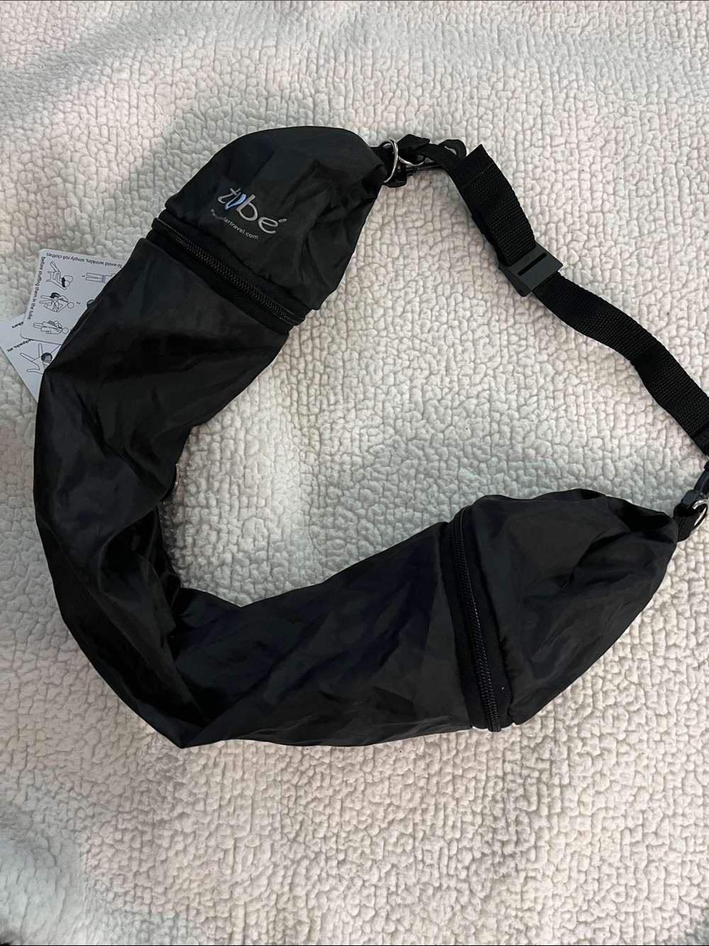 Black Garment Travel Bag. Tavel pillow you stuff w/ clothes